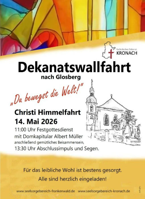 Plakat zur Dekanatswallfahrt nach Glosberg am 14.05.2026